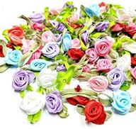 🌸 hanlv 100pcs mixed colors leaf ribbon rose flowers: wedding decorative diy appliques assortment logo