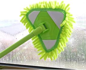 img 3 attached to Adjustable Spin Scrubber Tool - Mini Triangle Mop, Springhall 180° Rotatable Triangular Cleaning Mop - Cordless and Handheld Bathroom Scrubber for Tub, Tile, Floor, Wall, and Kitchen (Green)