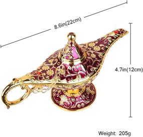 img 3 attached to 💫 Home Party Wedding Table Decoration: Vintage Aladdin Magic Genie Lamp Light and Classic Arabian Lamp Jewelry Box in Gold and Purple – Perfect Gift