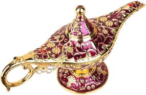 img 4 attached to 💫 Home Party Wedding Table Decoration: Vintage Aladdin Magic Genie Lamp Light and Classic Arabian Lamp Jewelry Box in Gold and Purple – Perfect Gift