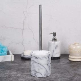 img 3 attached to 🚽 Creative Home White Marble Toilet Brush Holder Set with Silicone Cover – Elegant and Functional Bathroom Accessory
