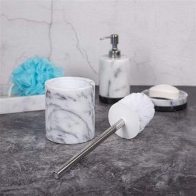 img 1 attached to 🚽 Creative Home White Marble Toilet Brush Holder Set with Silicone Cover – Elegant and Functional Bathroom Accessory