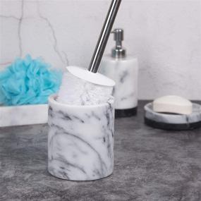 img 2 attached to 🚽 Creative Home White Marble Toilet Brush Holder Set with Silicone Cover – Elegant and Functional Bathroom Accessory