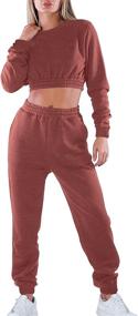 img 2 attached to 🏋️ Mokoru Women's Workout 2 Piece Tracksuit Set: Long Sleeve Crop Top and Joggers Pants for Sweatsuits