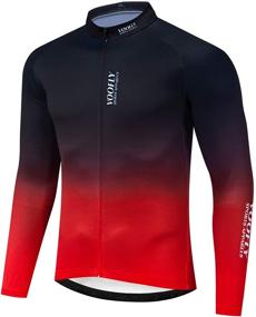 img 4 attached to Men's Long Sleeve Cycling Jersey with Pockets 🚴 and Reflective Full Zipper - Ideal MTB Bicycle Wear