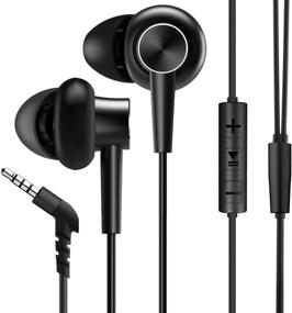 img 4 attached to 🎧 Aoslen Noise Cancelling Earbuds, In-Ear Headphones with Bass Stereo, Microphone & Button Control, Volume Control - Black, for iPhone, Android, and More