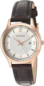 img 3 attached to ⌚ Женские японские часы Seiko из нержавеющей стали с коричневым ремешком из кожи телячьей кожи, размер 14 (модель: SXDG98)