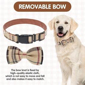 img 2 attached to Plaid Dog Collar and Leash Set with Removable Bowtie - Adjustable, Soft, and Stylish Accessory for Small to Medium Dogs, Cats, and Pets