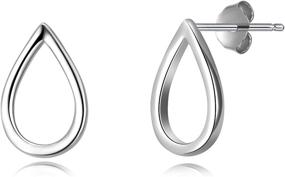 img 4 attached to 💧 Sterling Silver Teardrop Stud Earrings - Mini Dainty Ear Studs for Women and Girls