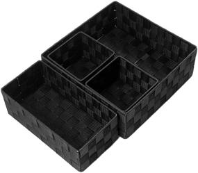 img 1 attached to 📦 Organize and Declutter with Nicunom Woven Storage Box Cube Basket Bin Container - Set of 4, Black