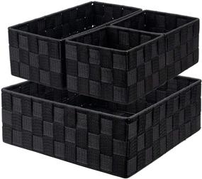 img 4 attached to 📦 Organize and Declutter with Nicunom Woven Storage Box Cube Basket Bin Container - Set of 4, Black