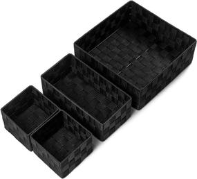 img 2 attached to 📦 Organize and Declutter with Nicunom Woven Storage Box Cube Basket Bin Container - Set of 4, Black
