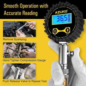 img 1 attached to 🔍 AZUNO Compression Tester Automotive (2021 Update) - Digital Compression Gauge 200 PSI for Petrol Engine Cylinder Testing Kit with Adapter & Hose