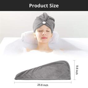 img 3 attached to 🚿 Набор суперпоглощающих полотенец для волос Super Absorbent Hair Towel Wrap от METLUCK - 3 штуки полотенец для быстрого высыхания волос из микрофибры с дизайном пуговиц - идеально подходят для женщин и девочек - варианты цветов: серый, верблюжий и розовый.