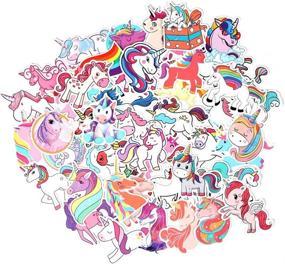 img 4 attached to 🦄 FNGEEN Unicorn Stickers Pack - 50pcs, Cute Girls Vinyl Waterproof Decals for Laptop, Water Bottle, Hydroflask, Books, Gifts, Bags - Rainbow Unicorn Decoration for Women, Teens, Luggage, Scrapbooking, Car