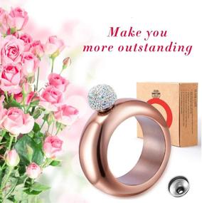 img 1 attached to 🍷 BOKIN Rose Gold Stainless Steel Wine/Alcohol Wrist Flask with Rhinestone Lid, Funnel - Ideal for Women, Girls, Dance Birthday Party, Club Bar - 3.5oz - Gift Box Included