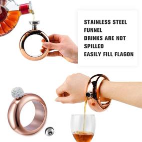 img 3 attached to 🍷 BOKIN Rose Gold Stainless Steel Wine/Alcohol Wrist Flask with Rhinestone Lid, Funnel - Ideal for Women, Girls, Dance Birthday Party, Club Bar - 3.5oz - Gift Box Included