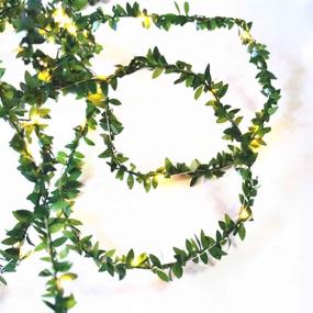 img 4 attached to 🌿 Kitstar 20LEDs Tiny Leaf Garland: Warm White Vine String Light with Timer Function - Ideal for Wedding, Party, Christmas, Holiday, and Patio Decoration - 6.6ft Battery Operated - UL588 Approved