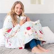 🌸 oversized wearable hoodie blanket for women - easyfluffy with large front pockets – soft & comfortable sweatshirt – unique flower print design – fleece hooded blanket with sherpa lining logo