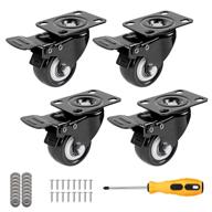 🔒 2" heavy duty caster wheels set of 4 with brake - no noise, pu casters with dual locking - furniture/dolly/workbench/industrial equipment - black, load capacity 600lbs logo