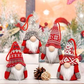 img 3 attached to 🎅 Festive Christmas Gnome Hanging Ornaments: Illuminate your Home with Handmade Swedish Tomte Plush Scandinavian Santa Elf Ornaments - Pack of 4
