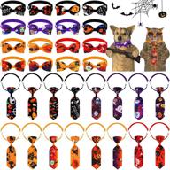 🎃 set of 32 halloween dog tie and bowtie collars - pet bow ties for halloween costumes - adjustable neckties and bow ties - dog grooming accessories for cats and dogs - fits small, medium, and large pets logo