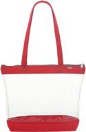 stylish & practical clear shoulder zipper tote: ideal for organized and trendy individuals logo
