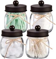 farmhouse rustic decorative mason jars: organize with clear glass apothecary jars for bathroom vanity storage - 4 pack (clear/bronze) logo