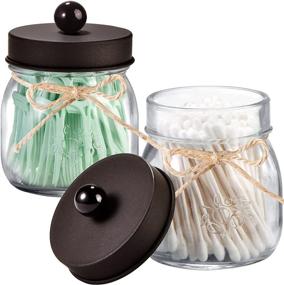 img 2 attached to Farmhouse Rustic Decorative Mason Jars: Organize with Clear Glass Apothecary Jars for Bathroom Vanity Storage - 4 Pack (Clear/Bronze)