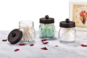 img 1 attached to Farmhouse Rustic Decorative Mason Jars: Organize with Clear Glass Apothecary Jars for Bathroom Vanity Storage - 4 Pack (Clear/Bronze)