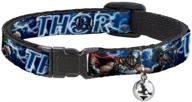 ⚡ buckle-down cat collar: avengers thor hammer pose, galaxy blues, breakaway design, 8-12 inches logo