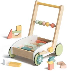 img 4 attached to ROBUD Wooden Baby Walkers Building Blocks for 10-24 Months - Educational Toys for Baby Learning Walker