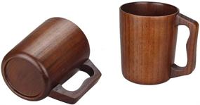 img 1 attached to Handmade Wooden Travel Coffee Mug - 12 oz Outdoor 🍺 Tea Camping Cup with Handle for Men, Perfect for Wine or Beer