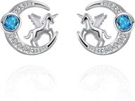 🦄 hypoallergenic s925 sterling silver unicorn stud earrings - cute gift for girls, women, girlfriend logo