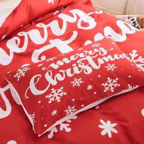 img 3 attached to 🎅 Snowflake Bedding Christmas Duvet Cover Set - Festive Design for Kids, Boys & Girls Bedding Sets - Queen Size with 1 Duvet Cover & 2 Pillowcases - Red & White Theme - Merry Christmas