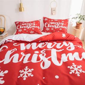 img 4 attached to 🎅 Snowflake Bedding Christmas Duvet Cover Set - Festive Design for Kids, Boys & Girls Bedding Sets - Queen Size with 1 Duvet Cover & 2 Pillowcases - Red & White Theme - Merry Christmas