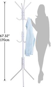 img 1 attached to 🧥 Белая вешалка Finnhomy с 11 крючками для пальто, сумки, шарфа, зонтика - стойка для пальто в прихожей, коридоре, спальне