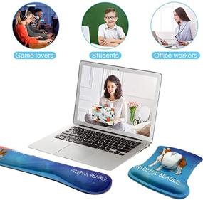 img 3 attached to Набор подставок для запястья Waldeal Ergonomic Beagle для клавиатуры и мыши - поднятый кремниевый гель, нескользящая основа из ПУ-резины - идеально подходит для геймеров, офисных работников, компьютеров, ноутбуков, печатников