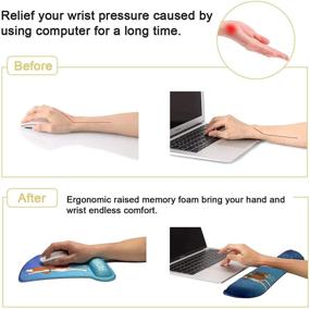 img 2 attached to Набор подставок для запястья Waldeal Ergonomic Beagle для клавиатуры и мыши - поднятый кремниевый гель, нескользящая основа из ПУ-резины - идеально подходит для геймеров, офисных работников, компьютеров, ноутбуков, печатников