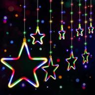 🎄 quntis christmas star curtain lights: 180 leds multicolor window icicle lights for indoor/outdoor use - create twinkling xmas decor with connectable neon stars - perfect for bedroom wedding party логотип