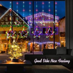 img 3 attached to 🎄 Quntis Christmas Star Curtain Lights: 180 LEDs Multicolor Window Icicle Lights for Indoor/Outdoor Use - Create Twinkling Xmas Decor with Connectable Neon Stars - Perfect for Bedroom Wedding Party