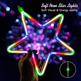 img 2 attached to 🎄 Quntis Christmas Star Curtain Lights: 180 LEDs Multicolor Window Icicle Lights for Indoor/Outdoor Use - Create Twinkling Xmas Decor with Connectable Neon Stars - Perfect for Bedroom Wedding Party