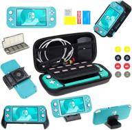 switch lite accessories bundle by eaglefly - 9-in-1 pack including case, screen protector, stand, game card case, charging dock, games holder, grip case, cooling fan, and thumb-grip logo