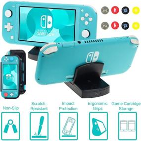 img 1 attached to Switch Lite Accessories Bundle by EAGLEFLY - 9-in-1 Pack Including Case, Screen Protector, Stand, Game Card Case, Charging Dock, Games Holder, Grip Case, Cooling Fan, and Thumb-Grip