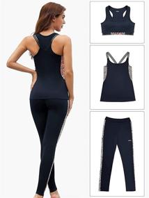 img 1 attached to 👟 Woolicity Women's 3 Piece Tracksuit Set with Legging, Padded Sports Bra, and Tank Top - Perfect Yoga Outfit Set