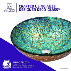 img 1 attached to 🚽 ANZZI Chrona Modern Gold/Cyan Mix Tempered Glass Vessel Bowl Sink - Top Mount Above Counter Bathroom Sink, Round Vanity Countertop Sink Bowl with Pop Up Drain - LS-AZ209