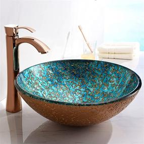 img 3 attached to 🚽 ANZZI Chrona Modern Gold/Cyan Mix Tempered Glass Vessel Bowl Sink - Top Mount Above Counter Bathroom Sink, Round Vanity Countertop Sink Bowl with Pop Up Drain - LS-AZ209