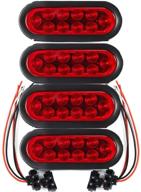 🚛 partsam 6" oval trailer truck led lights - waterproof, flush mount, red stop/turn/tail - includes 3-pin water tight plug, wires, and grommets logo