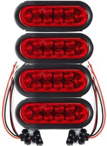 img 4 attached to 🚛 Partsam 6" Oval Trailer Truck LED Lights - Waterproof, Flush Mount, Red Stop/Turn/Tail - Includes 3-Pin Water Tight Plug, Wires, and Grommets