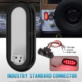 img 1 attached to 🚛 Partsam 6" Oval Trailer Truck LED Lights - Waterproof, Flush Mount, Red Stop/Turn/Tail - Includes 3-Pin Water Tight Plug, Wires, and Grommets
